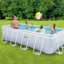 Piscine Tubulaire Rectangulaire Intex Chevron 4 X 2 X 1 M -Piscine Famille 26780np kit piscine chevron rectangulaire min
