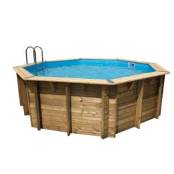 Piscine En Bois Octogonale Ubbink Océa 5,10 X 1,20 M - Liner Bleu