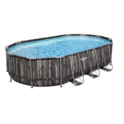 Piscine Famille 19 Piscine Tubulaire Ovale Bestway Power Steel™ Bois Rustique 6,10 X 3,66 X 1,22 M