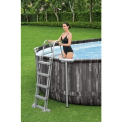 Piscine Tubulaire Ovale Bestway Power Steel™ Bois Rustique 6,10 X 3,66 X 1,22 M -Piscine Famille 5611r piscine ovale bestway power steeltm bois rustique 6 10 x 3 66 x 1 22 m echelle