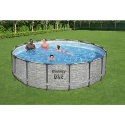 Piscine Tubulaire Ronde Bestway Steel Pro Max 4,88 X 1,22 M -Piscine Famille 5619e piscine tubulaire ronde bestway steel pro max 428 122 ambiance