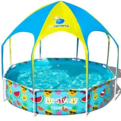 Piscine Famille 21 Piscine Tubulaire Bestway Ronde Steel Pro Avec Parasol 2,44 X 0,51 M