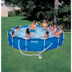Piscine Tubulaire Intex Metal Frame 3.66 X 0.76 M + épurateur 1,7 M3/h -Piscine Famille 56996 with background