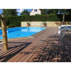 Piscine En Bois Octogonale Ubbink Océa 6,10 X 4,00 X 1,30 M - Liner Bleu -Piscine Famille 7504508 piscine bois octogonale ubbink ocea 400 610 bleu ambiance 2