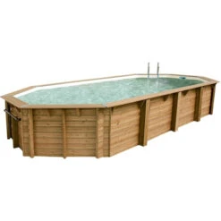 Piscine Famille 14 Piscine En Bois Octogonale Ubbink Océa 8,60 X 4,70 X 1,30 M - Liner Beige