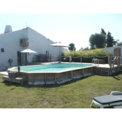 Piscine En Bois Octogonale Ubbink Océa 8,60 X 4,70 X 1,30 M - Liner Beige -Piscine Famille 7504509 piscine bois octogonale ubbink ocea 470 860 beige ambiance 2