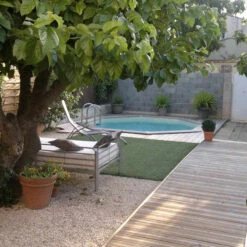 Piscine En Bois Octogonale Ubbink Océa 5,80 X 1,30 M - Liner Beige -Piscine Famille 7504510 piscine bois octogonale ubbink ocea 580 beige ambiance