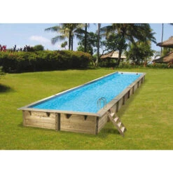 Piscine En Bois Rectangulaire Ubbink Linéa 15,50 X 3,50 X 1,55 M - Liner Beige -Piscine Famille 7504552 piscine bois rectangulaire ubbink linea 350x1550 bleu 1