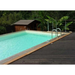 Piscine En Bois Rectangulaire Ubbink Azura 5,05 X 3,50 X 1,26 M - Liner Beige -Piscine Famille 7504755 piscine bois rectangulaire ubbink sunwater 300 555 beige 1