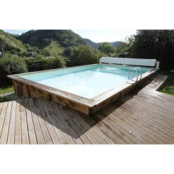 Piscine Famille -Piscine Famille 7504772 piscine bois rectangulaire ubbink linea 500 800 beige ambiance