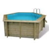 Piscine En Bois Hexagonale Ubbink Azura 4,10 X 1,20 M - Liner Bleu + Bâche à Bulles -Piscine Famille azura 410 fond blanc