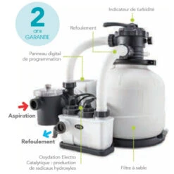 Combiné Filtre à Sable 6 M³/h Et Stérilisateur Intex + OEC -Piscine Famille combine filtre a sable et ecosterilisateur intex min