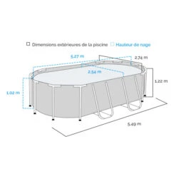 Piscine Tubulaire Ovale Bestway Power Steel Swim Vista 5,49 X 2,74 X 1,22 -Piscine Famille dimensions piscine bestway power steel swim vista 56716 1