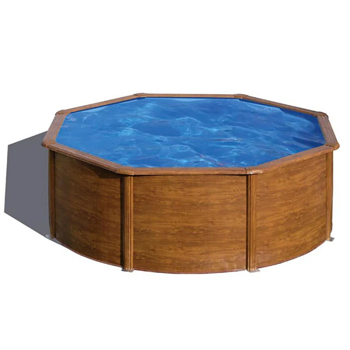 GRE Piscine Ronde Acier Gré Pacific Imitation Bois - 3,50 X 1,20 M 3 GRE Piscine Ronde Acier Gré Pacific Imitation Bois - 3,50 X 1,20 M