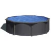 GRE Piscine Ronde Acier Gré Gris Anthracite - Ø 4,60 X 1,20 M -Piscine Famille kit460gy piscine ronde acier gre gris anthracite 122 460cm