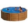 GRE Piscine Ronde Acier Gré Sicilia Imitation Bois - Ø 4,60 X 1,20 M -Piscine Famille kitpr453w piscine ronde acier gre sicilia imitation bois 460 120