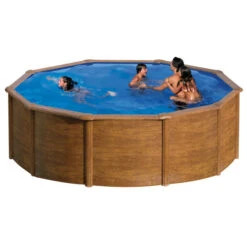 GRE Piscine Ronde Acier Gré Sicilia Imitation Bois - Ø 4,60 X 1,20 M