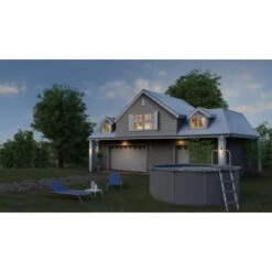 GRE Piscine Ronde Acier Gré Gris Anthracite 4,60 X 1,30 M -Piscine Famille kitpr458gy piscine ronde acier gre gris anthracit 132 460cm ambiance