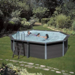 GRE Piscine Ovale Composite Gré - 5,24 X 3,86 X 1,24 M -Piscine Famille kpcov52 piscine ovale composite gre ambiance 3