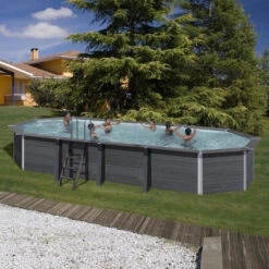 GRE Piscine Ovale Composite Gré - 8,04 X 3,86 X 1,24 M -Piscine Famille kpcov80d piscine ovale composite gre 804 386cm ambiance