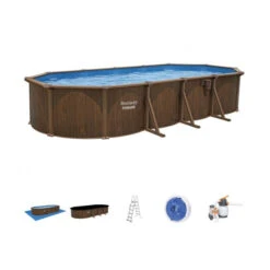 Piscine En Acier Bestway Hydrium Effet Bois - 7,30 X 3,60 X 1,30 M -Piscine Famille piscine hors sol acier ovale 730 m x 360 m x 130 m hydrium