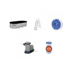 Piscine Tubulaire Ovale Bestway Power Steel Swim Vista 5,49 X 2,74 X 1,22 -Piscine Famille piscine hors sol ovale power steel swimvista effet pierre grise avec hublots 549 x 274 cm accessoires