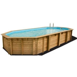 Piscine Famille 8 Piscine En Bois Octogonale Ubbink Azura 7,50 X 4,00 X 1,30 M - Liner Bleu