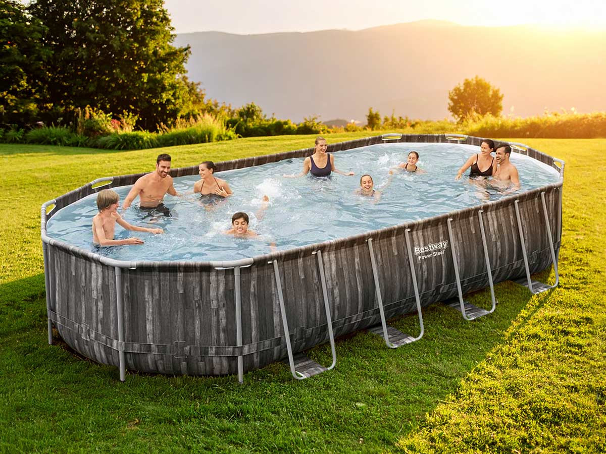 Piscine Famille 35 Piscine Famille -Piscine Famille piscine tubulaire ovale power steel decor bois 732 x 366 x 122 m bestway